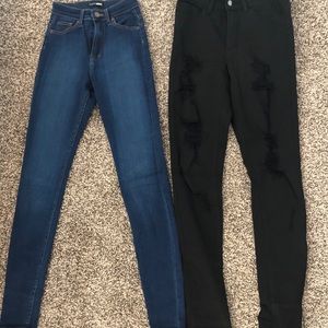 High waisted skinny jeans